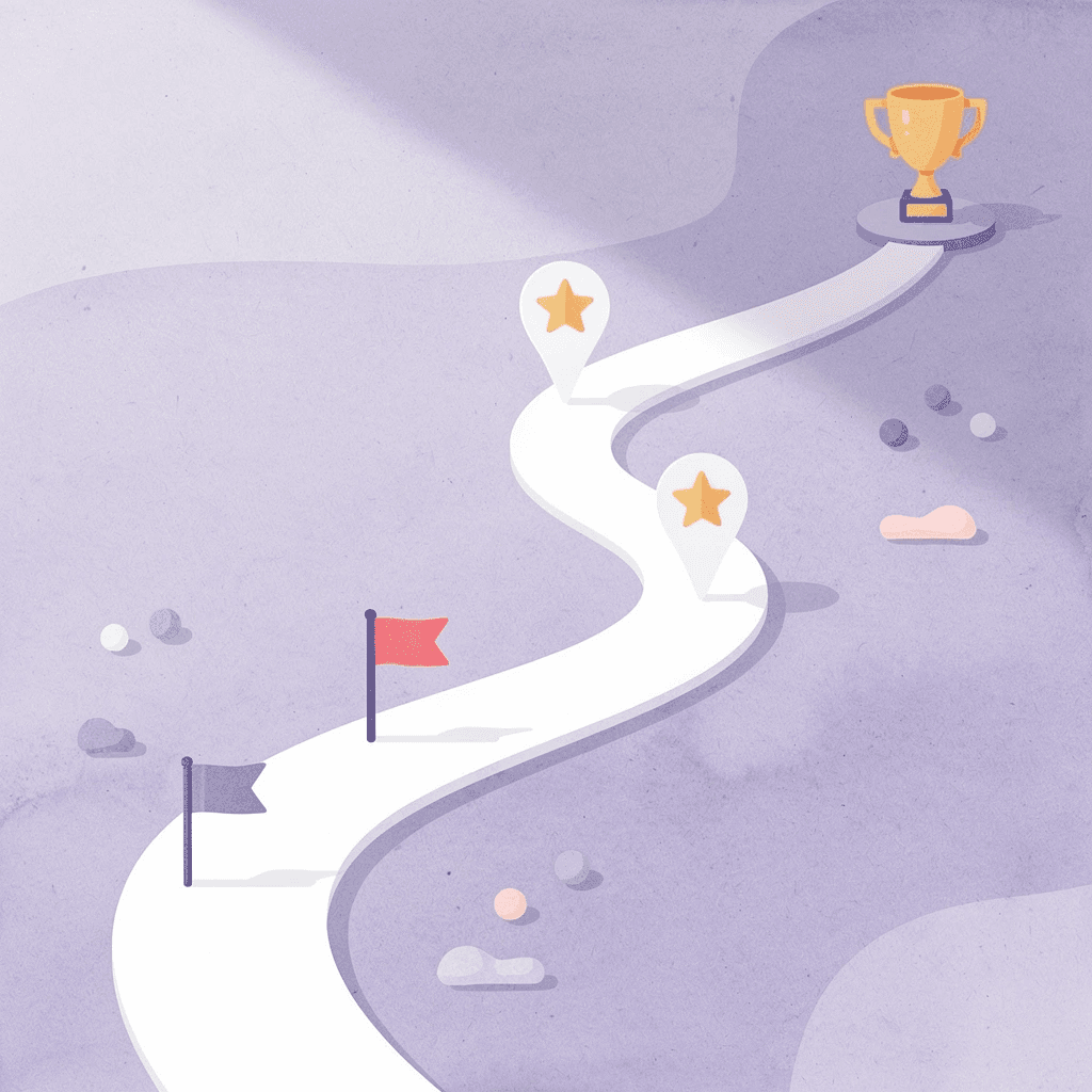 Winding path with milestone markers representing the LLC dissolution journey