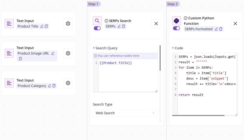 Inputs Setup