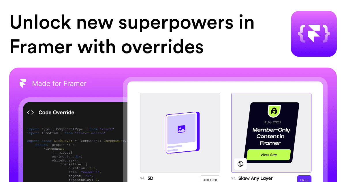 Framer Overrides banner