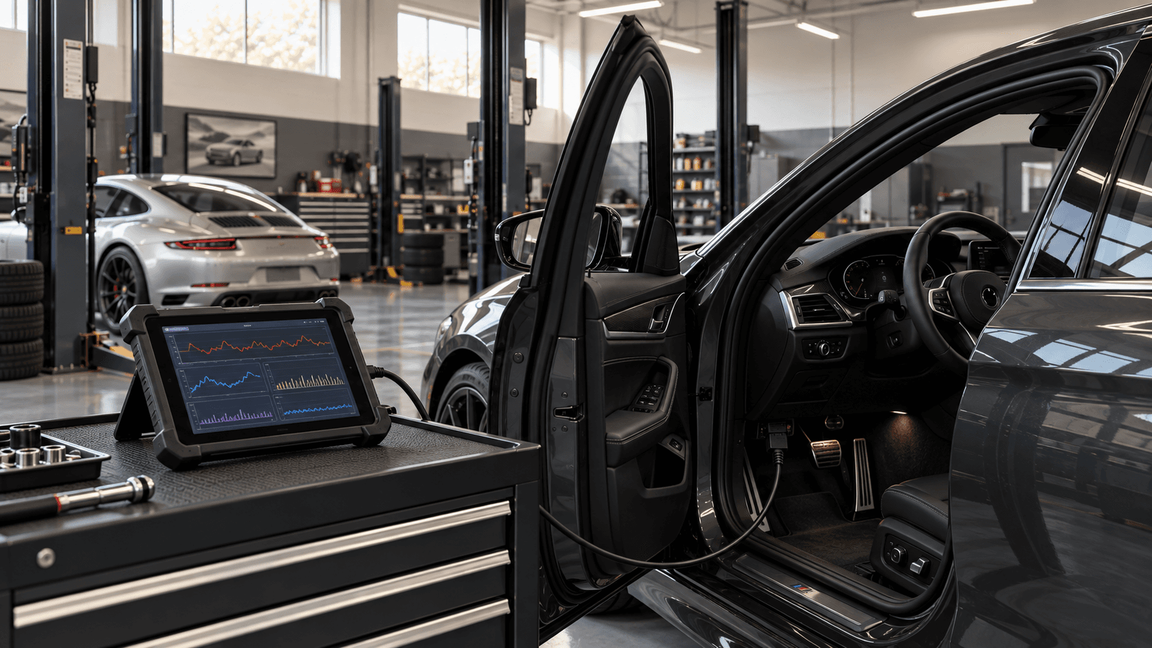 Illustrative diagnostics workflow in service bay