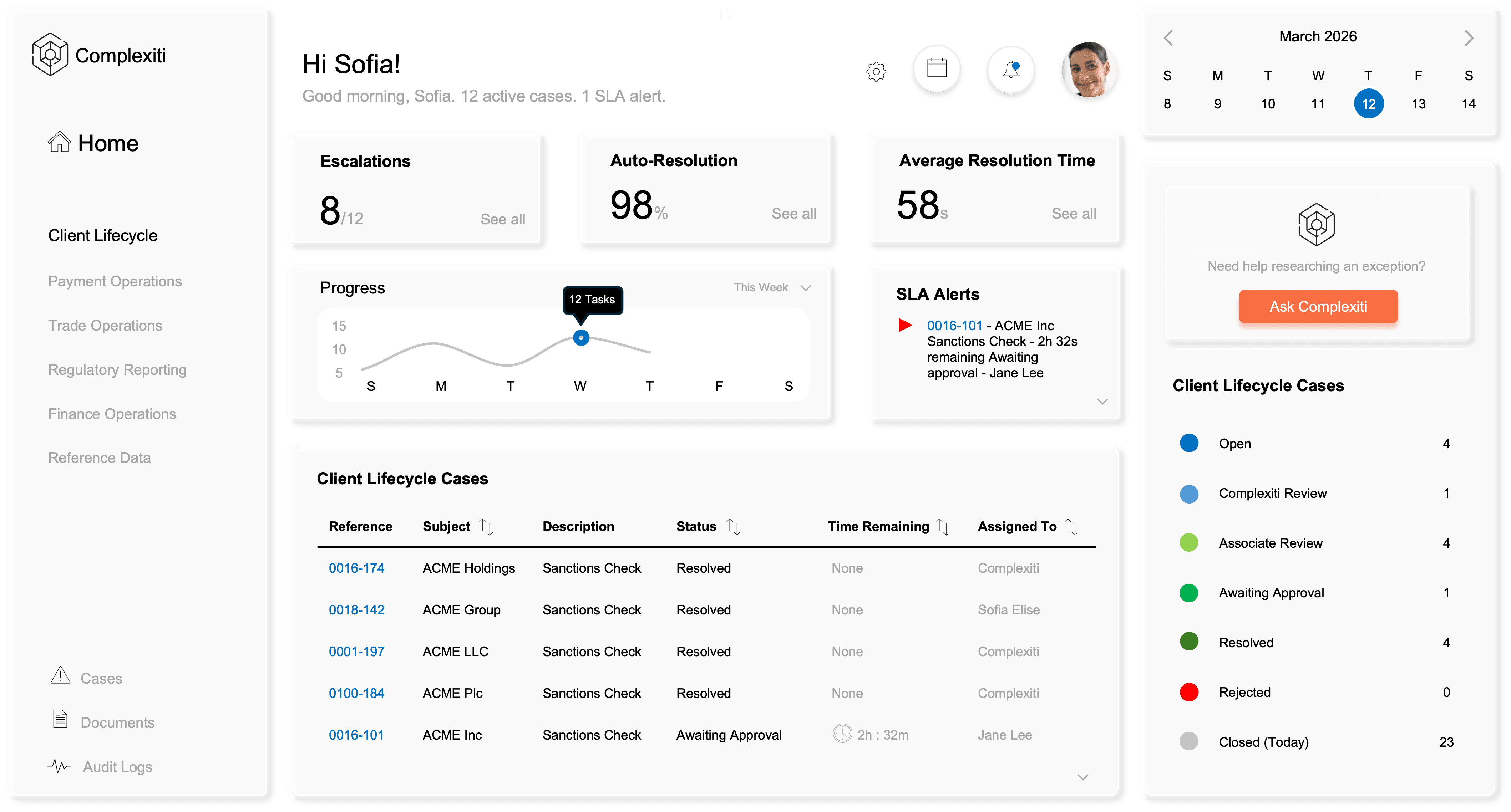 AI dashboard interface for Nexum app