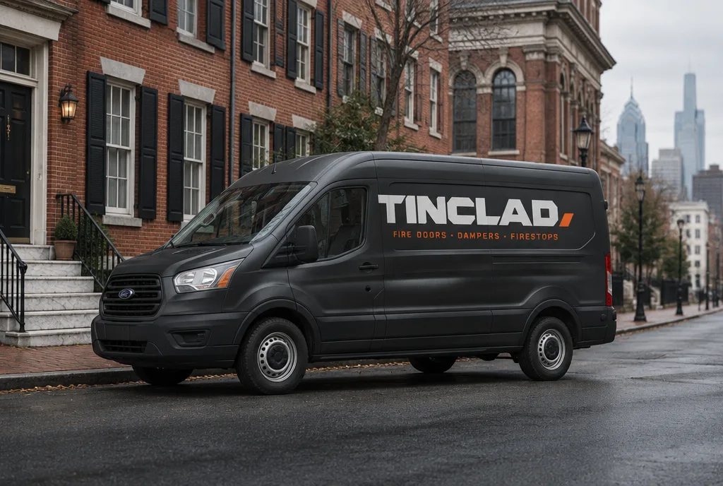 Tinclad van in a Philadelphia neighborhood.