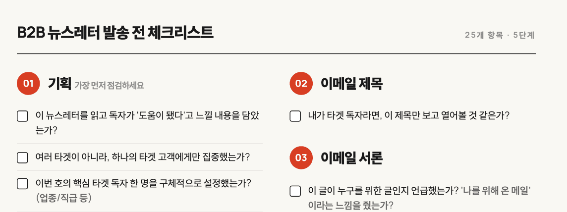 B2B 뉴스레터 발송 전 체크리스트 미리보기