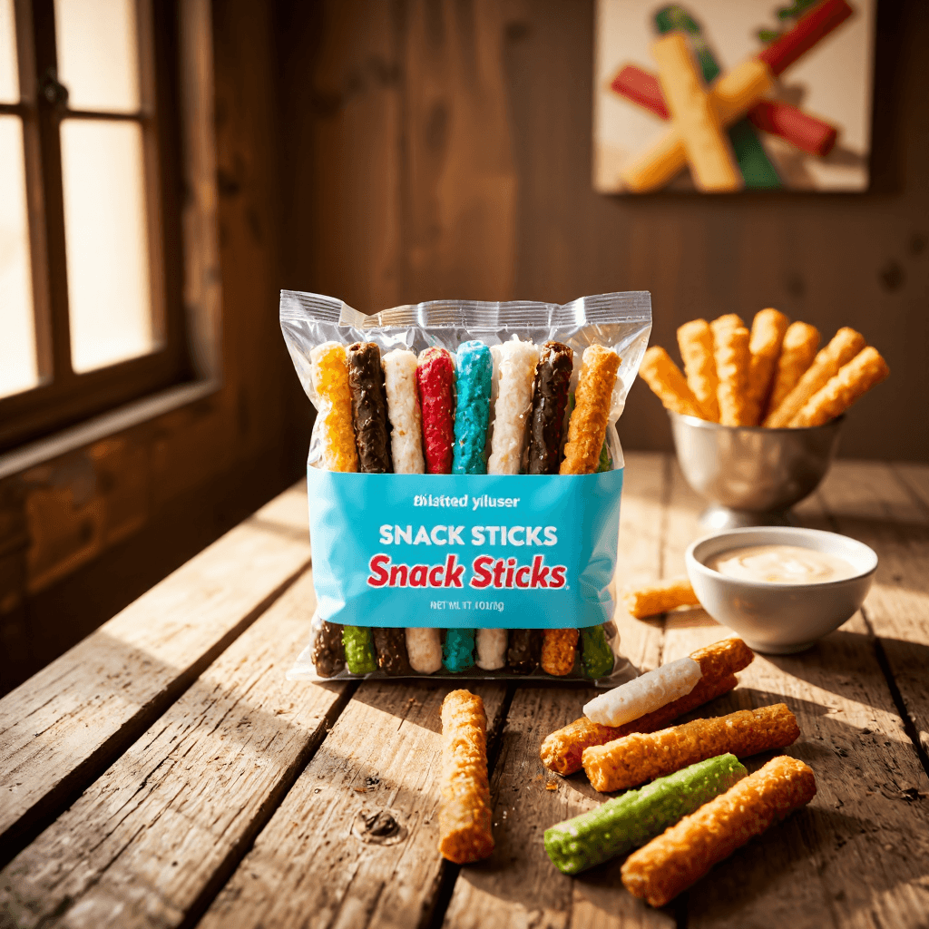 product photography of a package of snack sticks