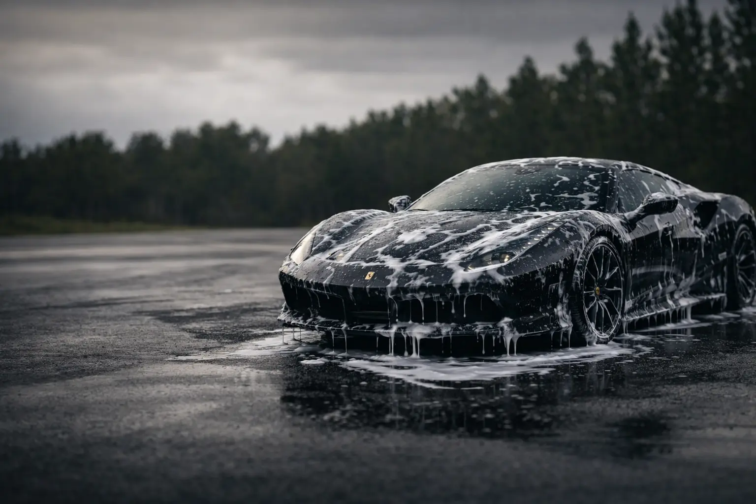 Image of a car with snow foam dripping off it
