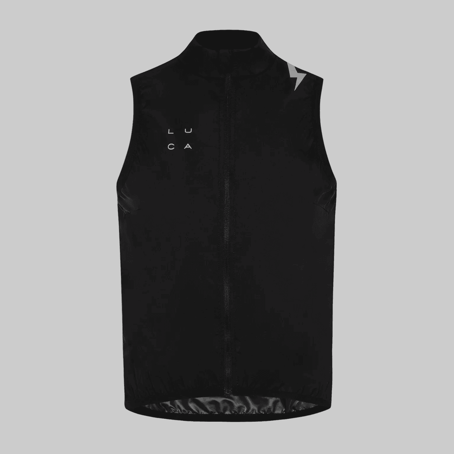 LUCA Breeze Gilet women's cycling gilet in black, front flat lay