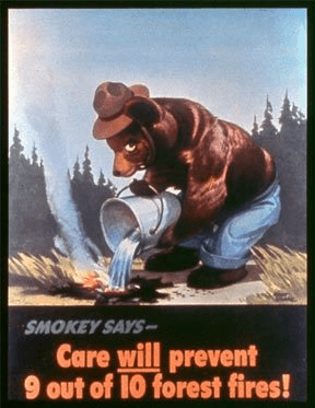 Smokey Bear's debut poster. Art by Albert Staehle.