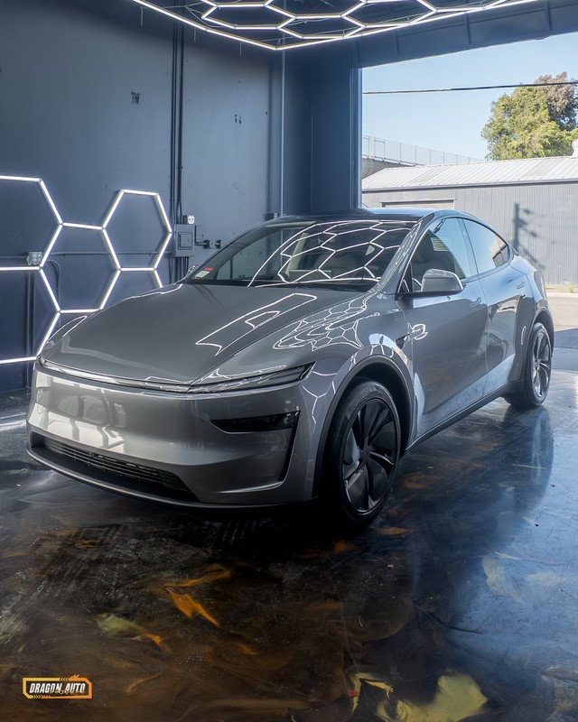 Quicksilver 2026 Tesla Model Y with Icon Rocklear paint protection at Dragon Auto Milpitas