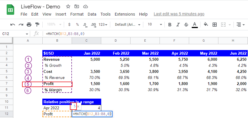 How to use the MATCH function vertically
