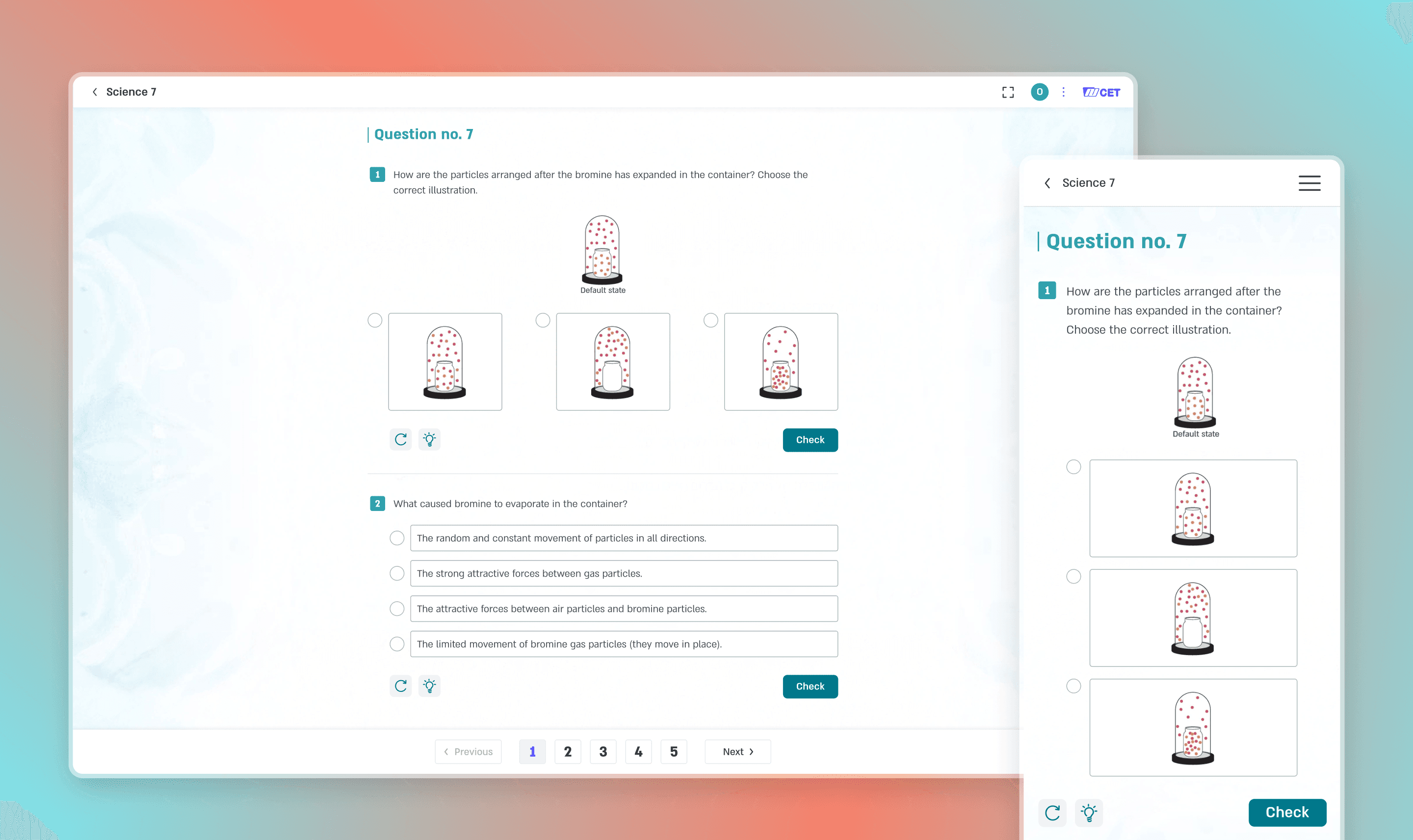 earning activity shown side by side on desktop and mobile, using the same scaling rules. The question layout, content hierarchy, and interaction elements remain readable and consistent across screen sizes without layout changes.