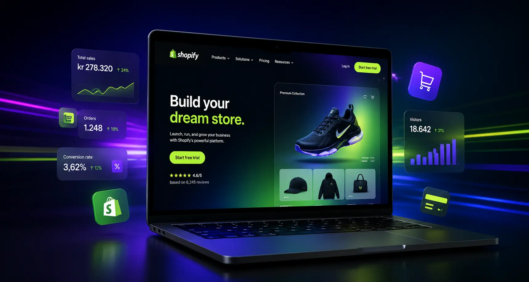 Webdesigner udvikler og designer en professionel Shopify webshop