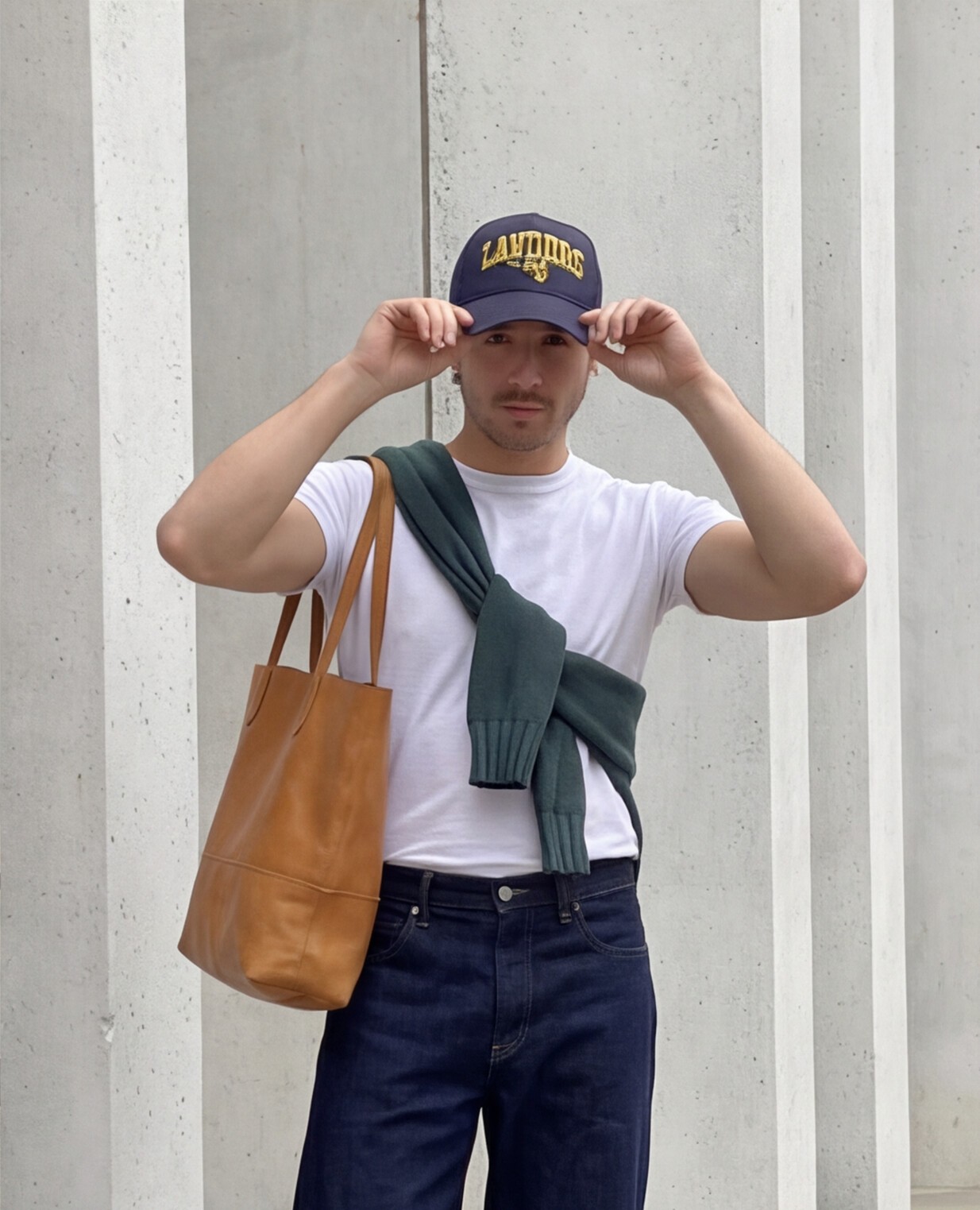 Classic White Tee with Wide-Leg Denim