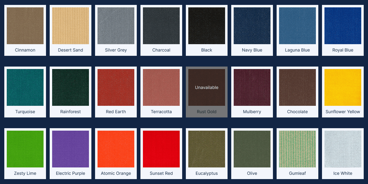 Shade sail colour options