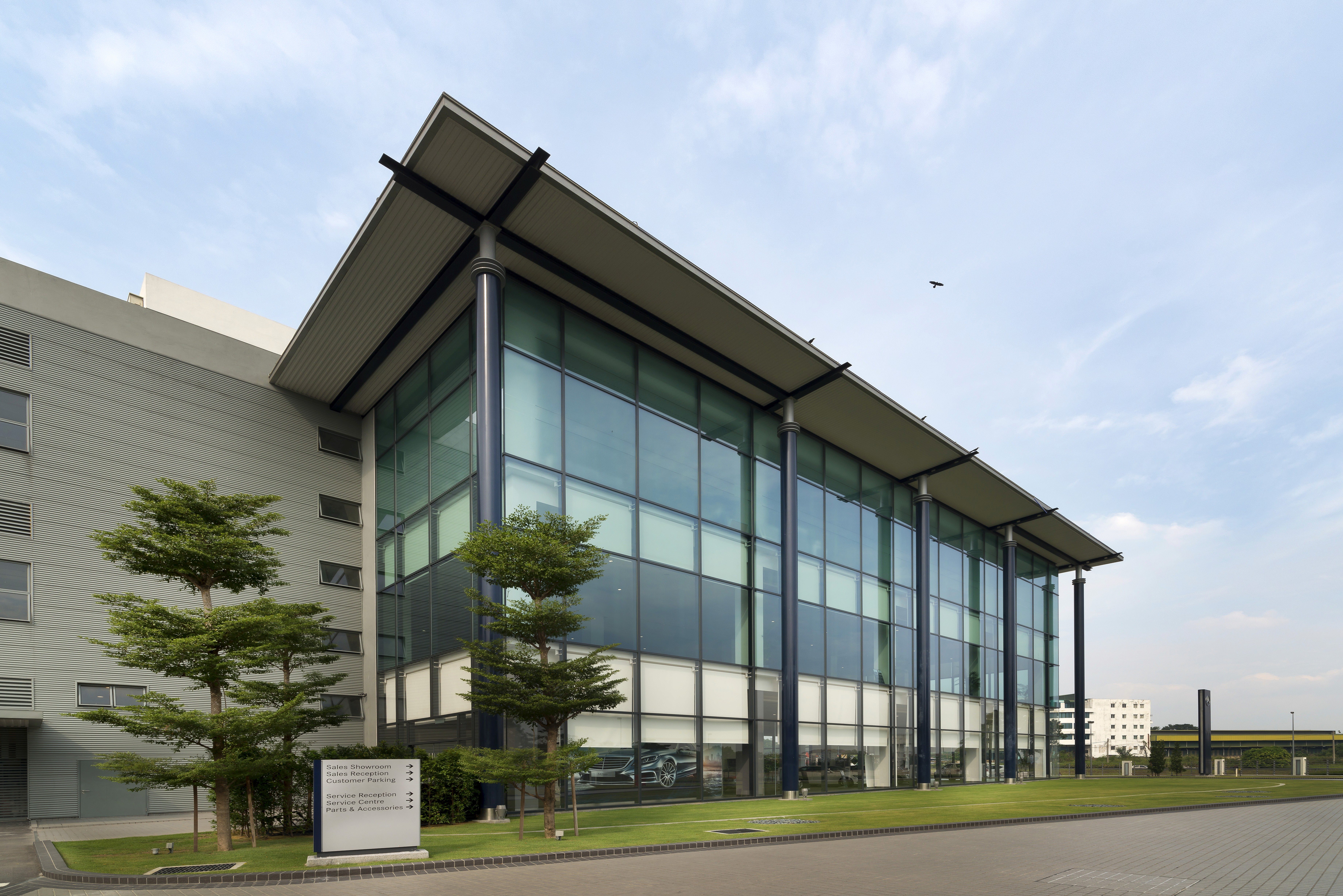 Exterior view of Mercedes-Benz 3S Balakong project by Asima Architects