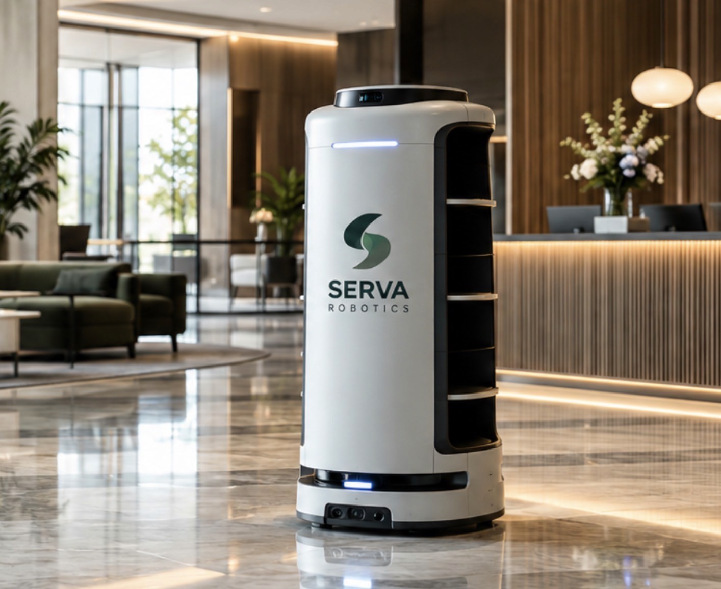 Robot autonome de service SERVA Robotics dans un hôtel