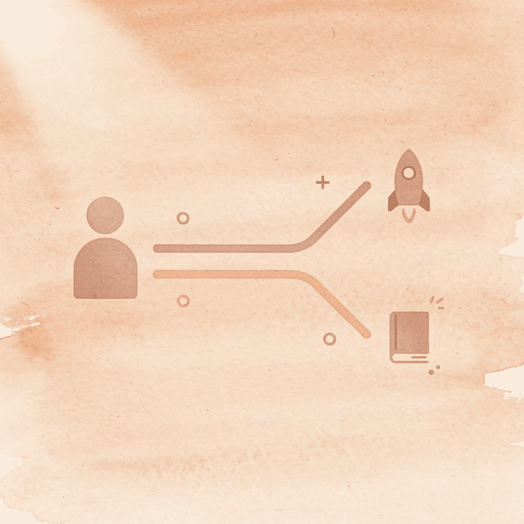 Icon showing strategy choice between SEO and PPC