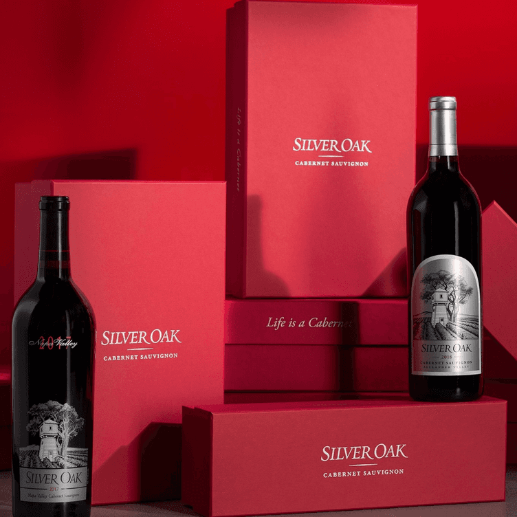 Silver Oak bottle featuring our extensicve wine list, best wine bar in el dorado hills