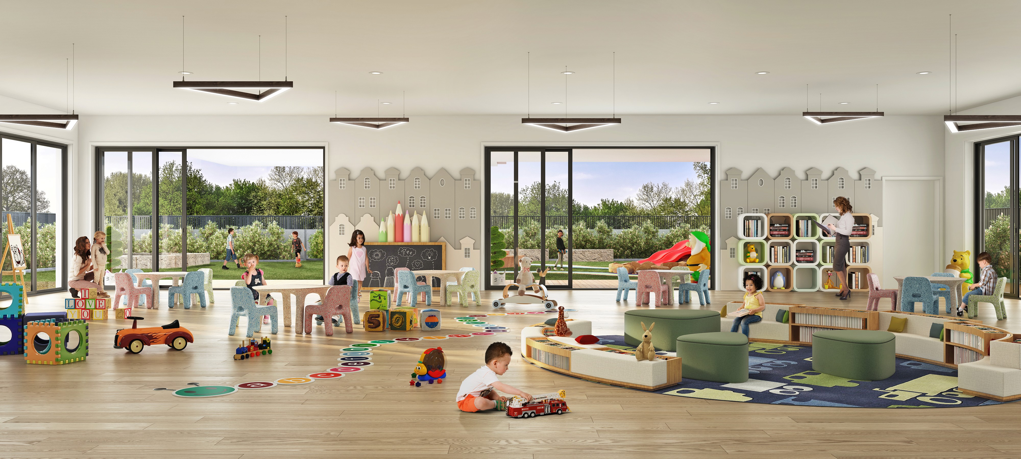 Spacious childcare centre with play areas and natural light at Blossom Carlingford residential development Sydney.