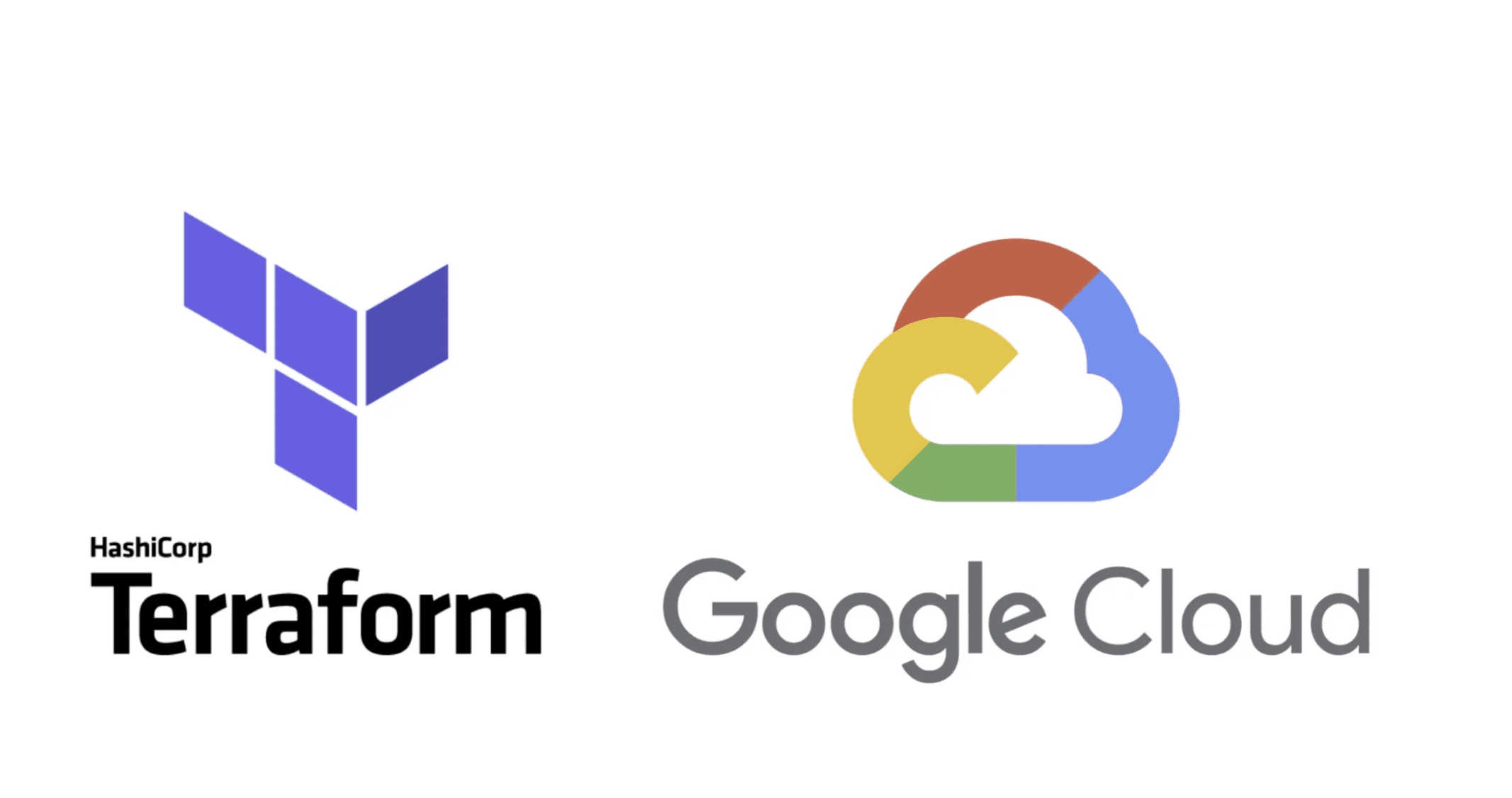Logos of HashiCorp Terraform and Google Cloud side by side, representing the integration of infrastructure as code with cloud services