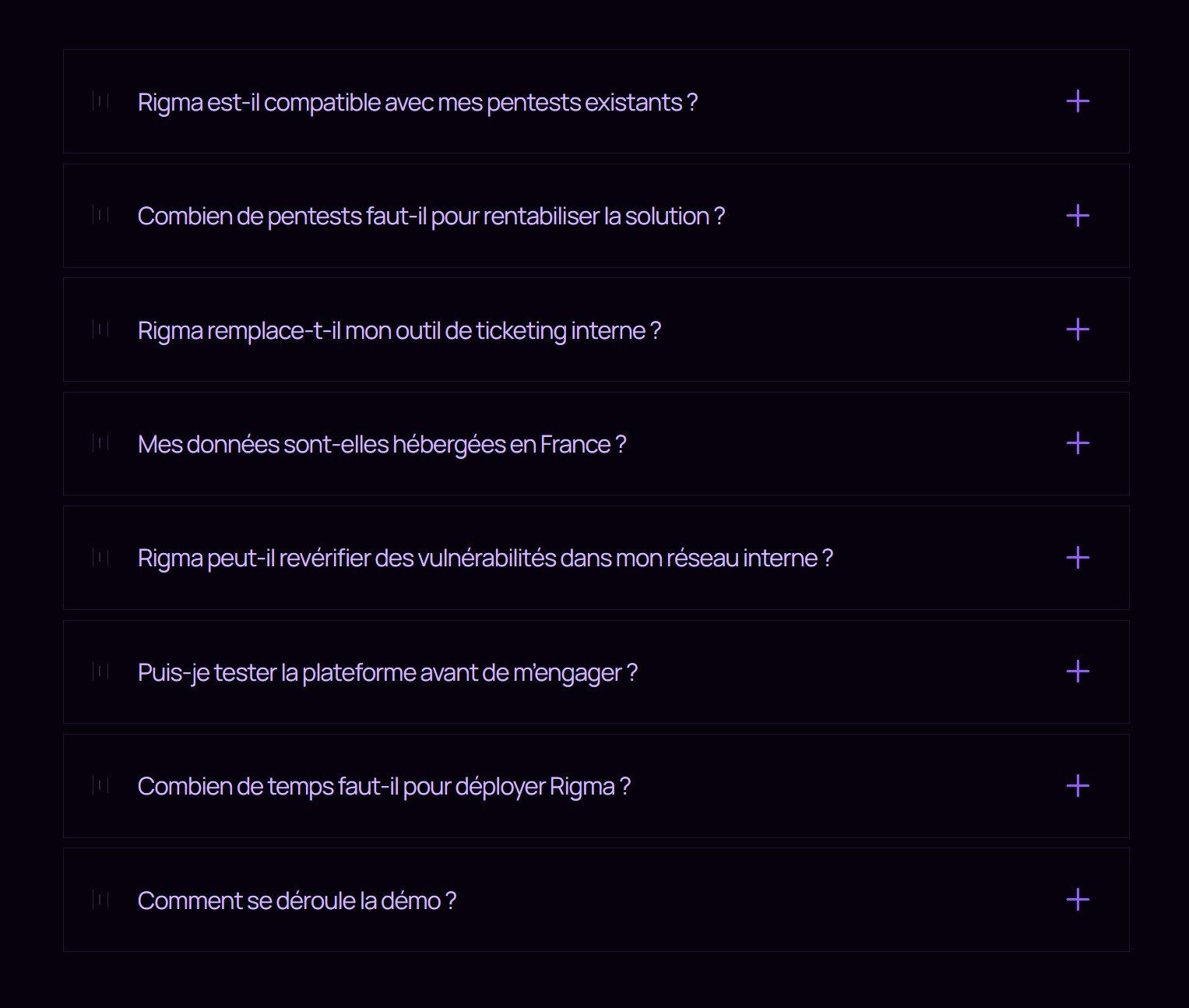 section faq site rigma