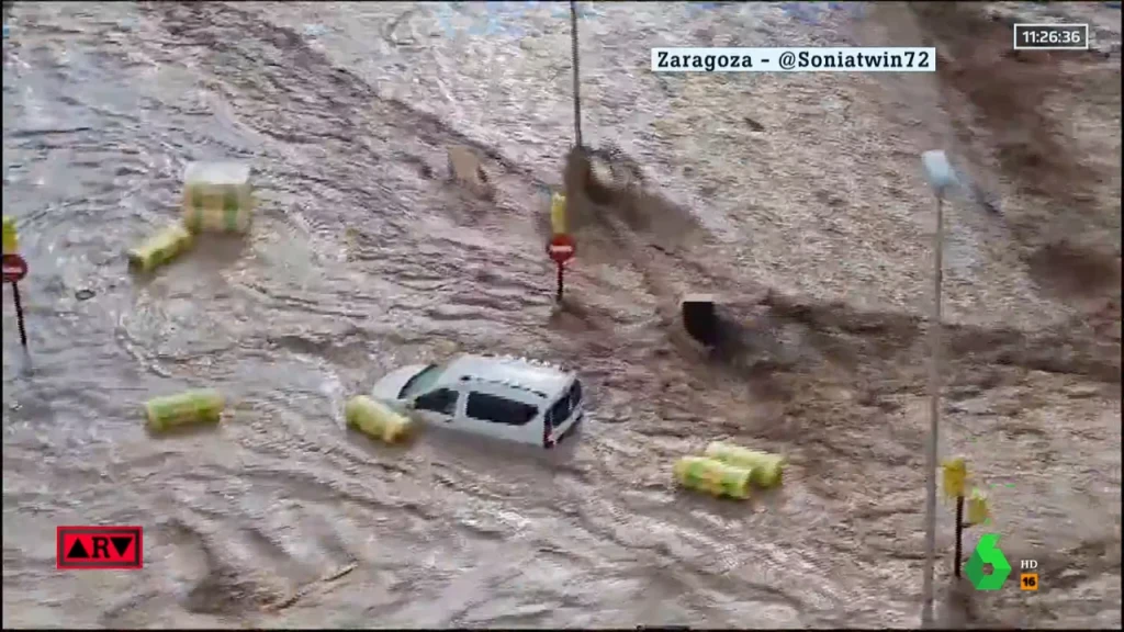 Imagen de la inundación del 6 de julio de 2023 en Zaragoza