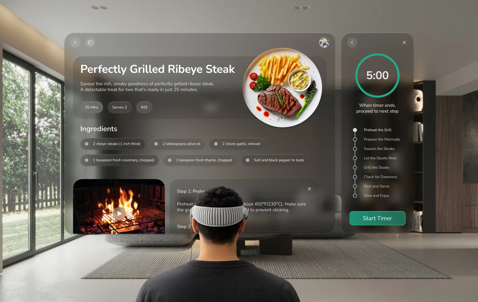 UI Mockup of Spacial Pro Cooking app concept