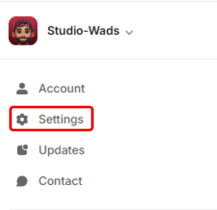 Accès aux paramètres du workspace Framer pour gérer les polices personnalisées
