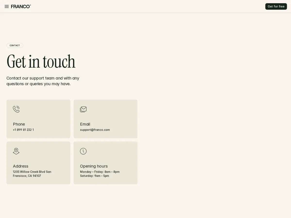 detail image 2 of the franco® framer website template