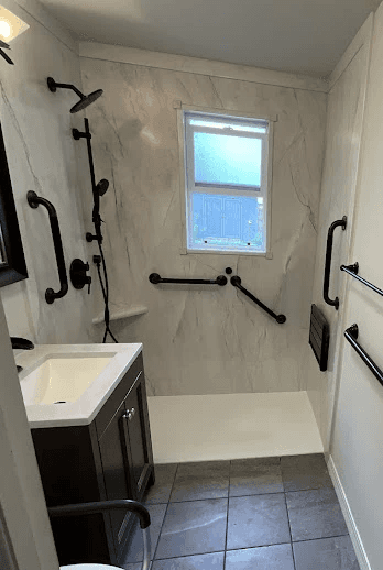 Bellevue Zero Barrier curbless accessible bathroom remodel