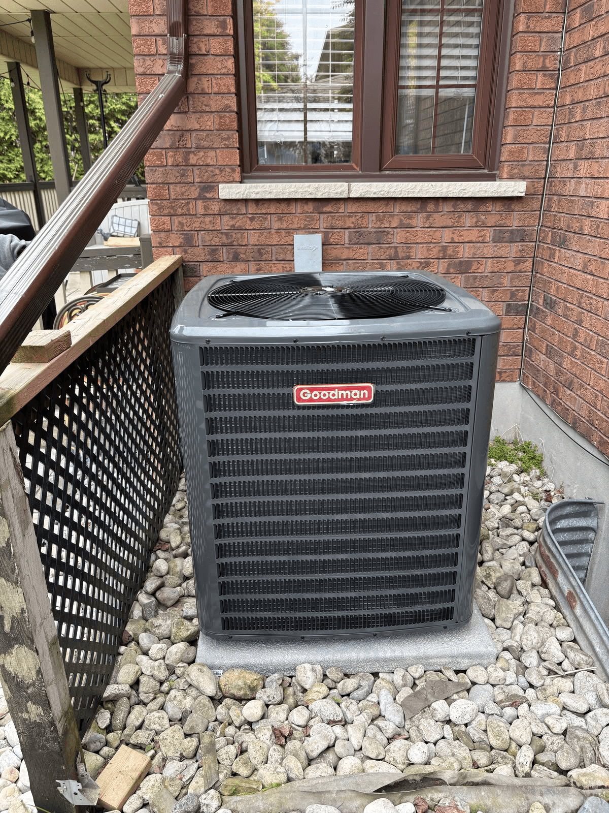 Goodman central AC. Single-day install, financing from $20 biweekly through Financeit.