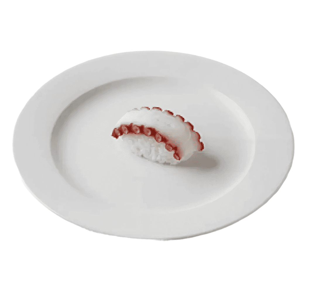Delicious wrapped sushi on a white plate in a white background