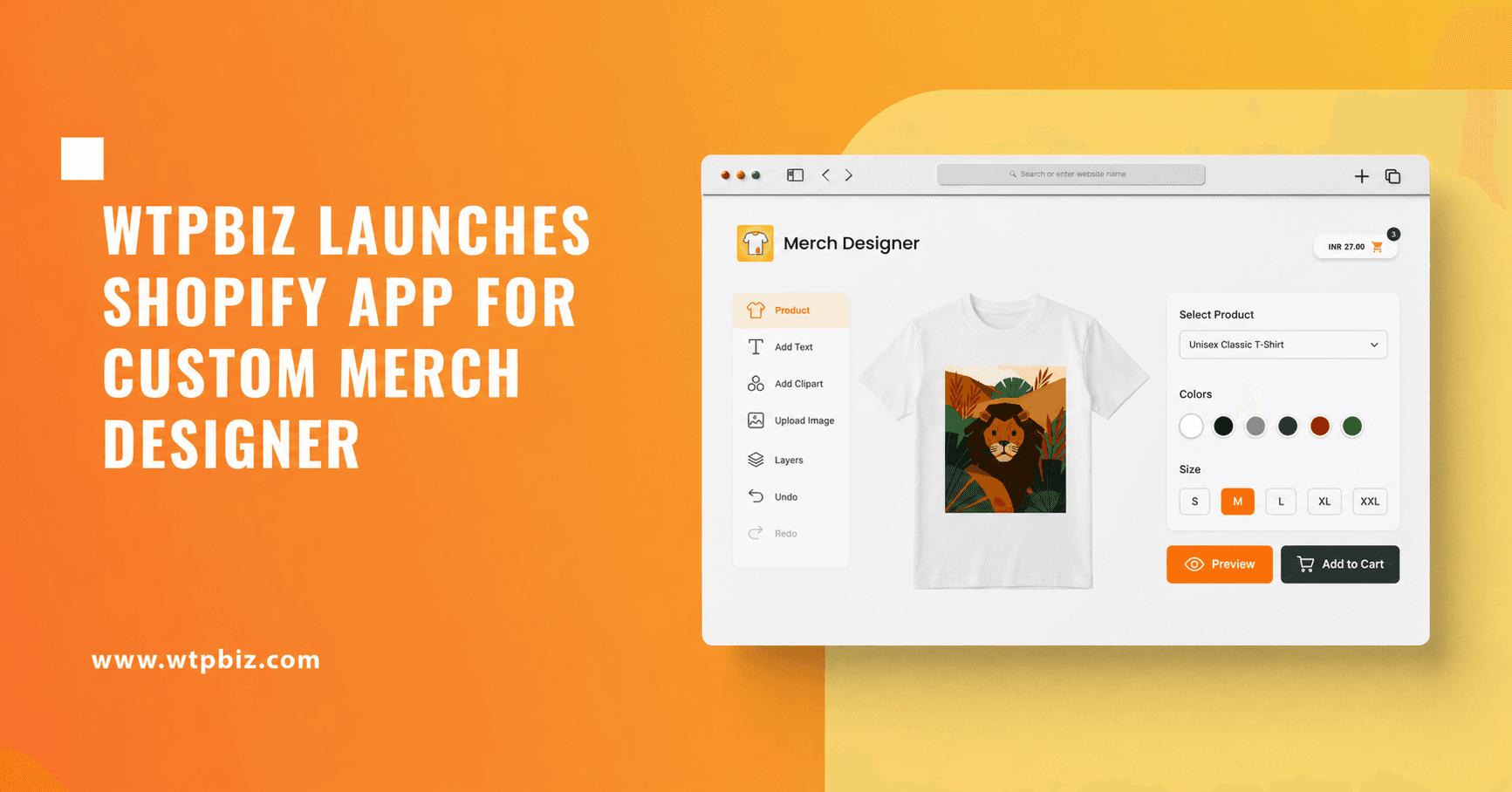 WTPBiz announces the launch of custom merch designer shopify app