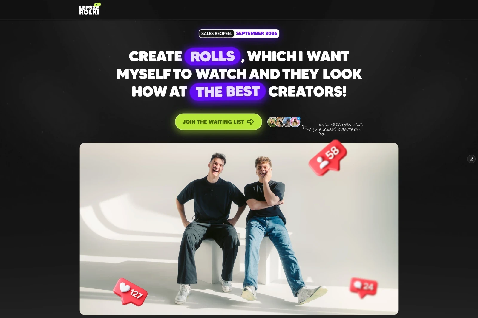 Lepsze Rolki course landing page