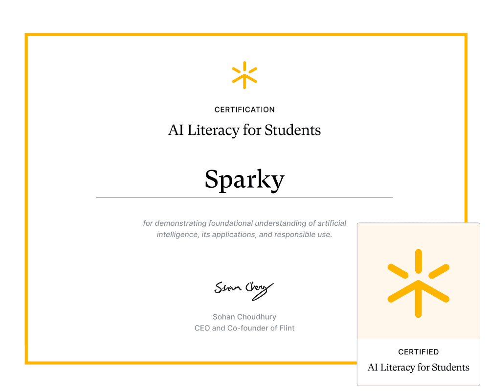 Image of Ai literacy for students certificate and badge
