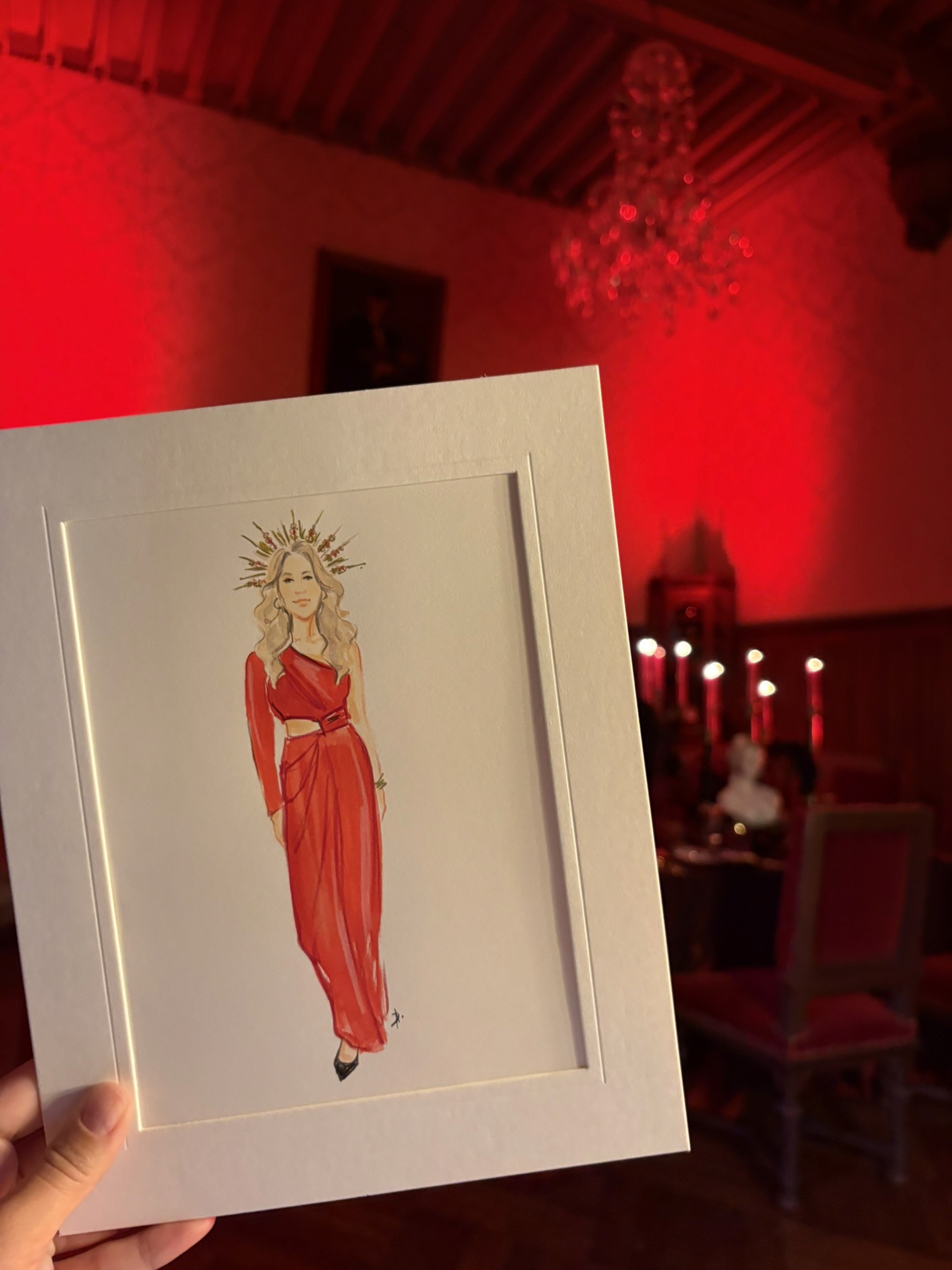 Live fashion portrait created for a guest during a yoga retreat in France