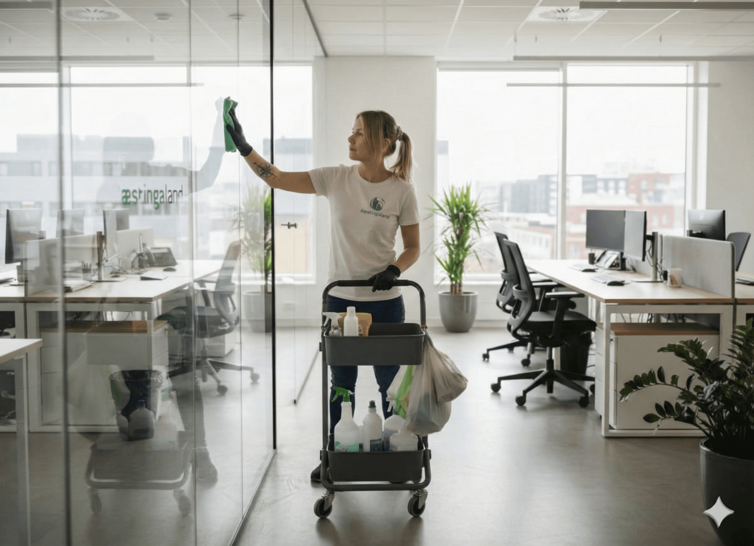 Fagleg skrifstofuþrif og sótthreinsun á vinnusvæði.