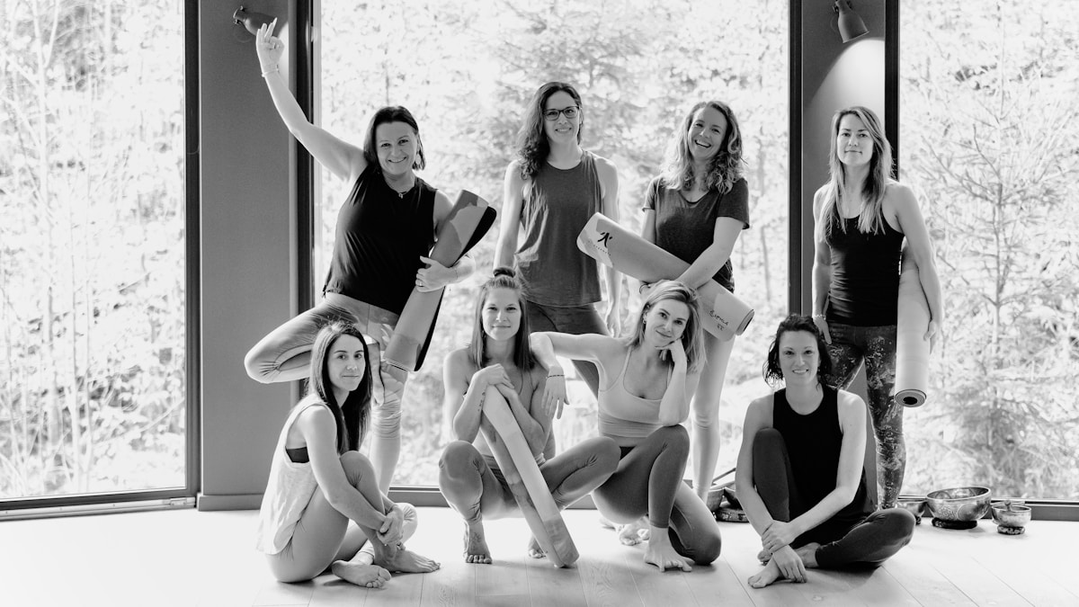 Group of happy barre clients