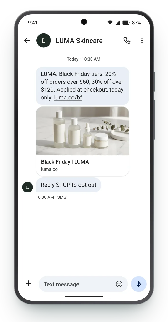 The more in the bag, the bigger the saving Black Friday text on an Android phone