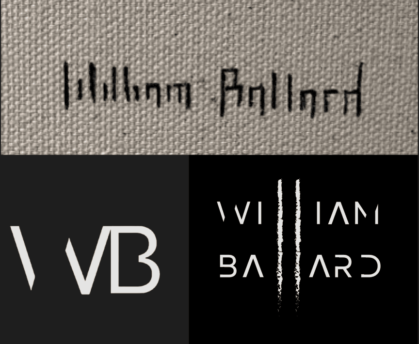 Show cases william ballards signature, and the final favicon and logo for his brand.