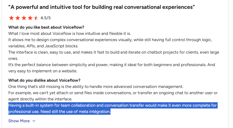 Voiceflow testimonial