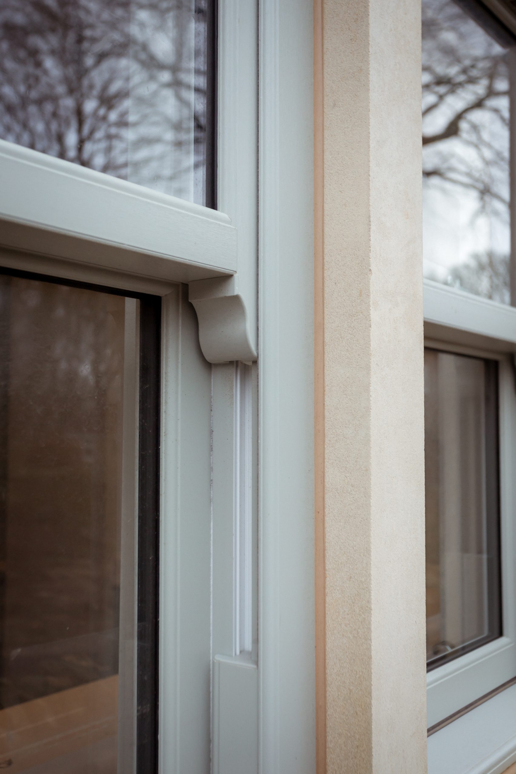 Close-up of flush sash window detail crafted for a period property