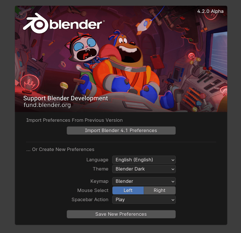 Blender 4.1 showcases a brand new splash screen. While it has little tweaks from the 4.0 version, there are useful and welcome changes