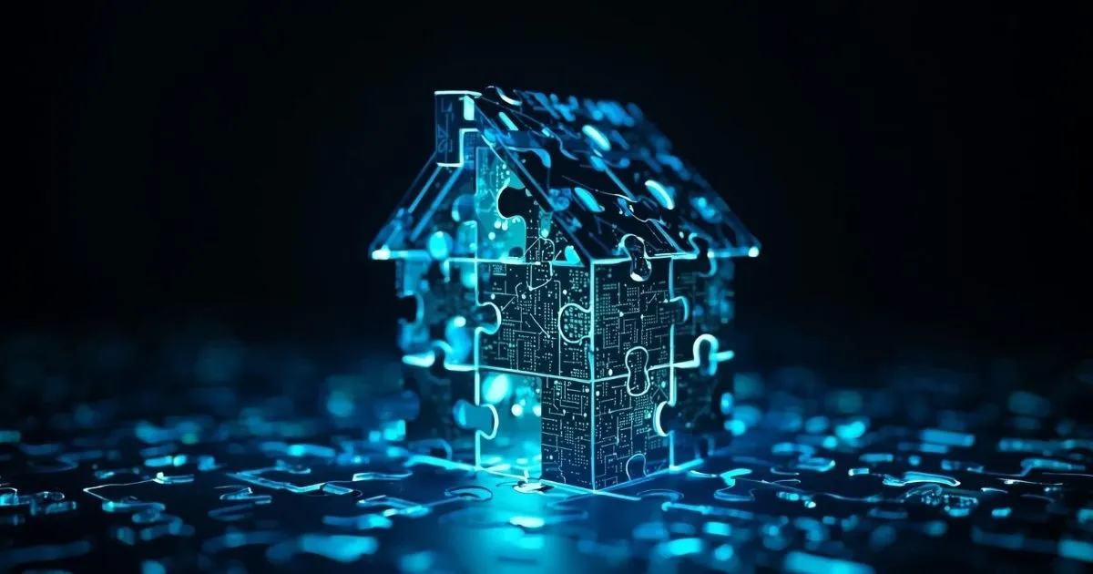 Puzzle pieces coming together to form a house representing connected insights