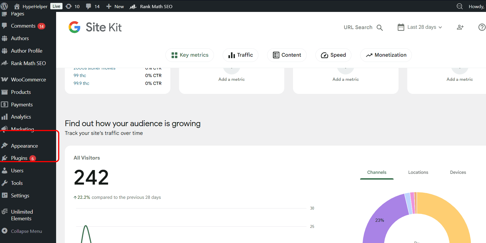 wordpress appearance section