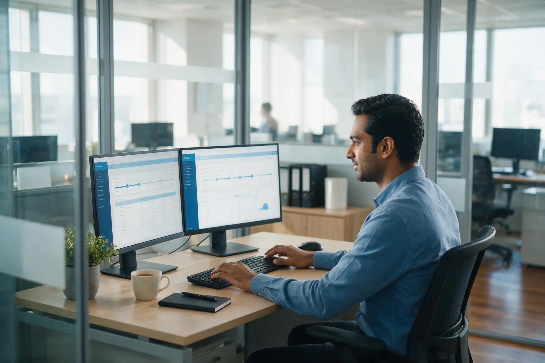 A treasury analyst running the monthly allocation on the new platform