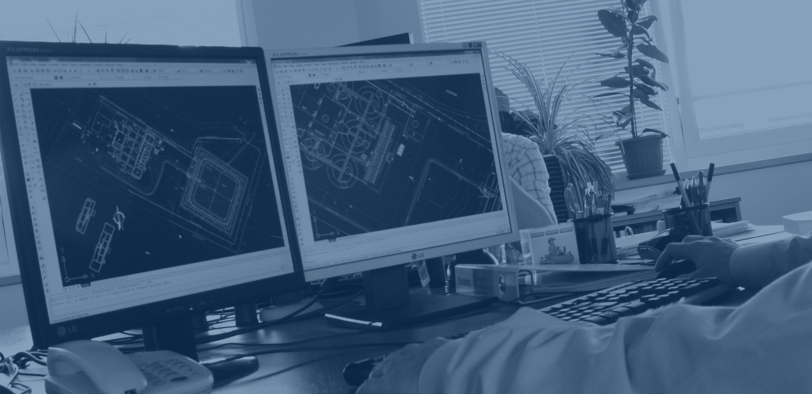 UTB engineer designing a wastewater treatment plant in CAD