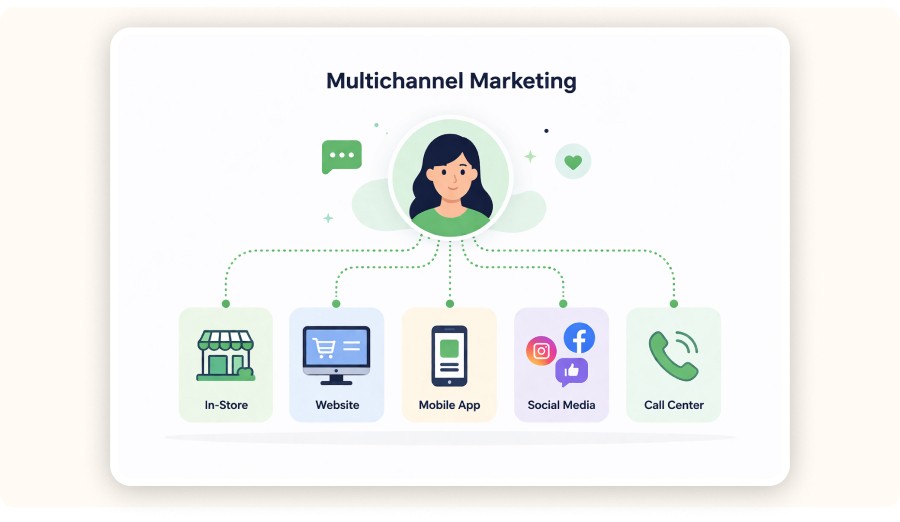 Multichannel marketing illustration