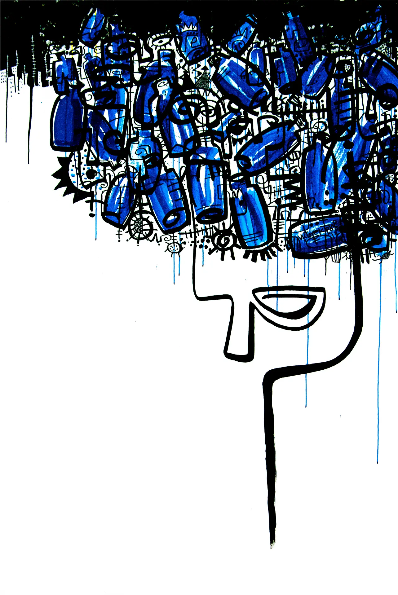 Cold Wata!, (Lagos suites) c. 2013. acrylic ink on paper
Dimension:.42 x 60in (106 x 152 cm) 