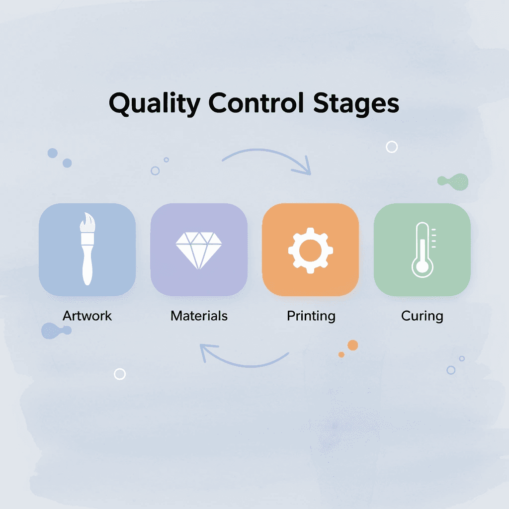 Process flow showing four quality control stages