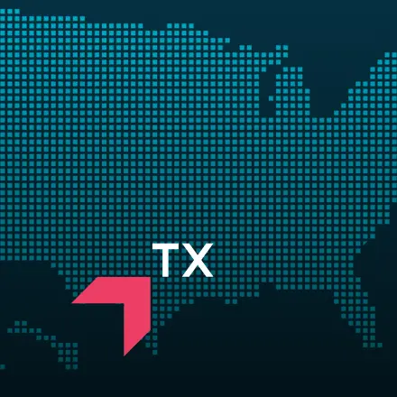 Map highlighting Texas with a red arrow, representing GIA Group, LLC truck insurance coverage area.